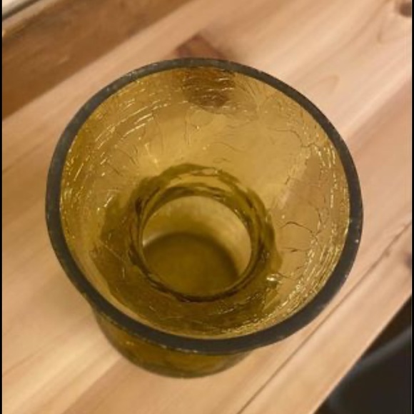 6” Amber Glass Crackle Bud Vase - Picture 2 of 2